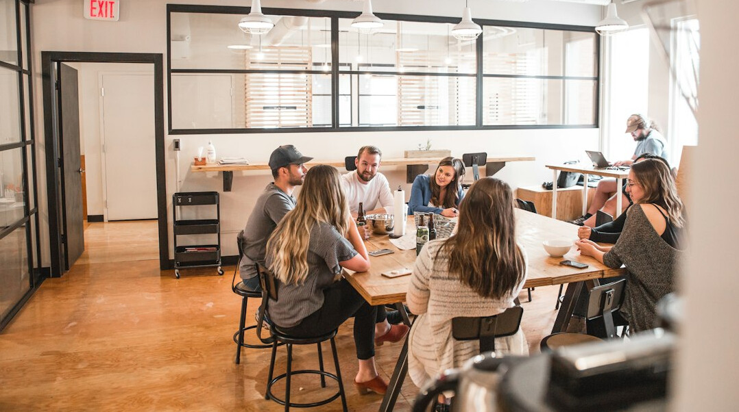team discussion in office