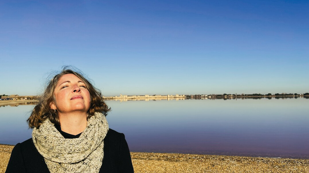 woman practicing breathing