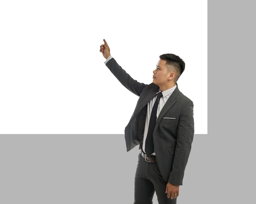 man presenting ideas confidently